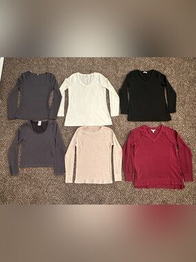 Women’s Long sleeve shirt Lot - Black, Cream, Gray, Burgundy, Tan (set of 6)